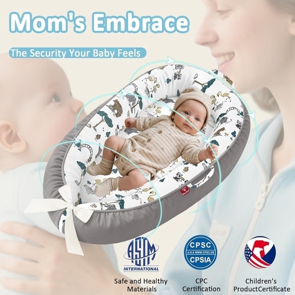 Gray Baby Nest with Animal Print - Picture 4 of 9